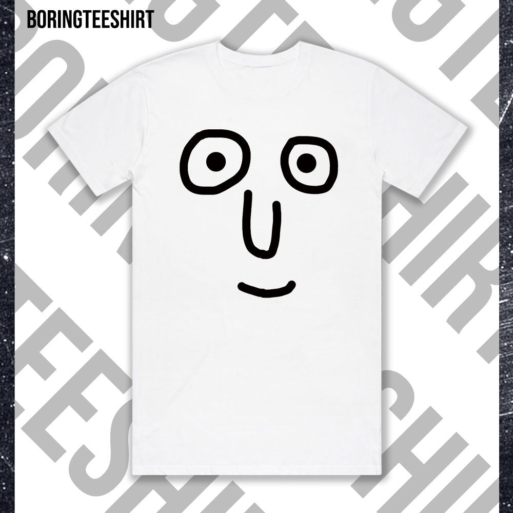 Line Draw Human Face White Tee