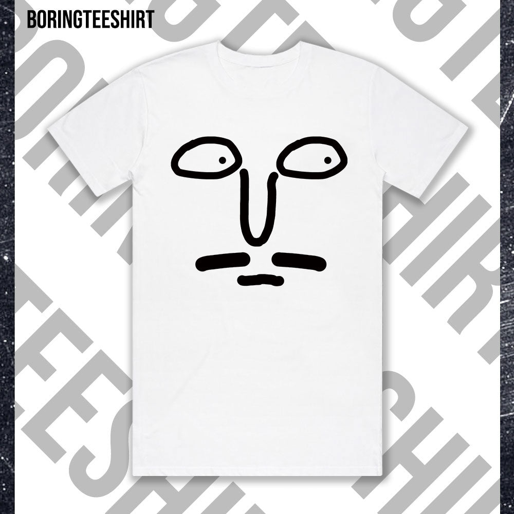 Line Draw Human Face White Tee
