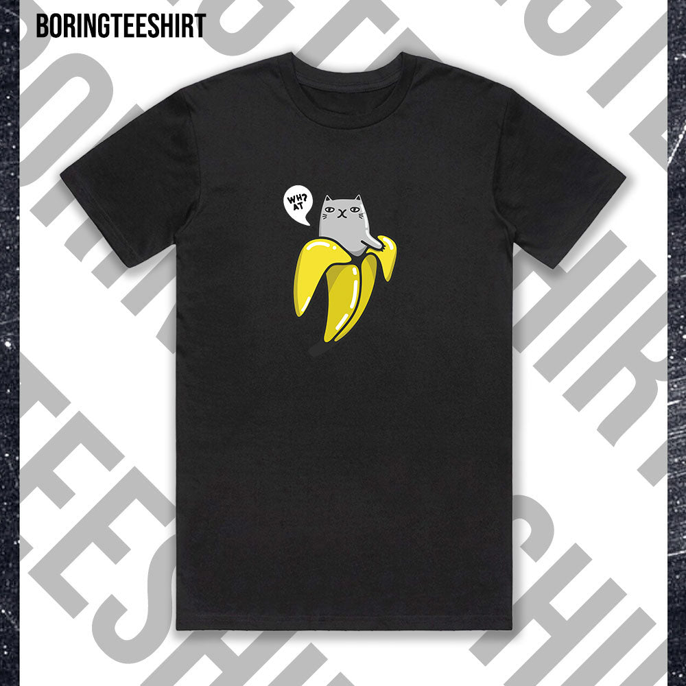 Banana Cat What camiseta negra